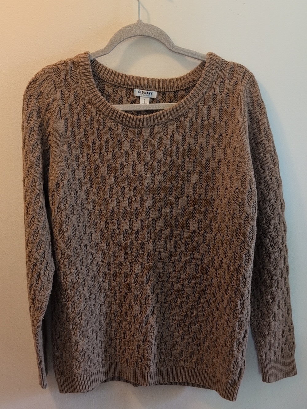 Old Navy Women's Taupe Cable Crew Sweater